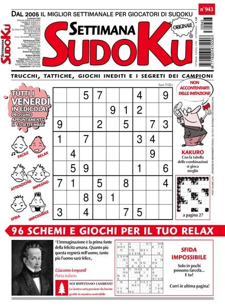 Settimana Sudoku – 8 Settembre 2023 Cover