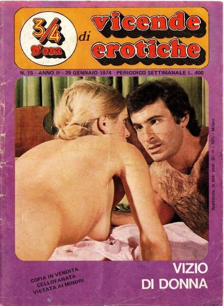 d’ora di Vicende Erotiche – N 15 – 29 Gennaio 1974 Cover