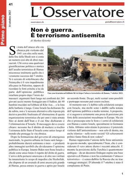L’Osservatore – 14 Ottobre 2023 Cover