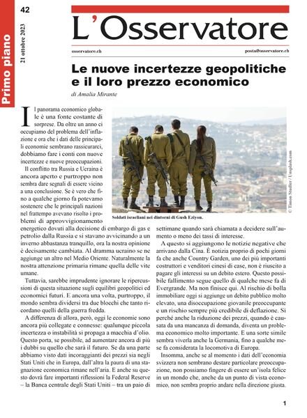 L’Osservatore – 21 Ottobre 2023 Cover