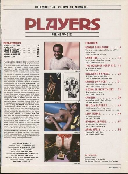 Players Classic – Vol 10 N 07 December 1983 Cover