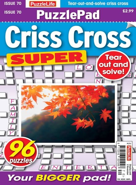 PuzzleLife PuzzlePad Criss Cross Super – Issue 70 – October 2023 Cover