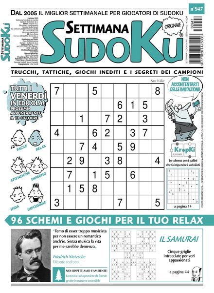 Settimana Sudoku – 6 Ottobre 2023 Cover