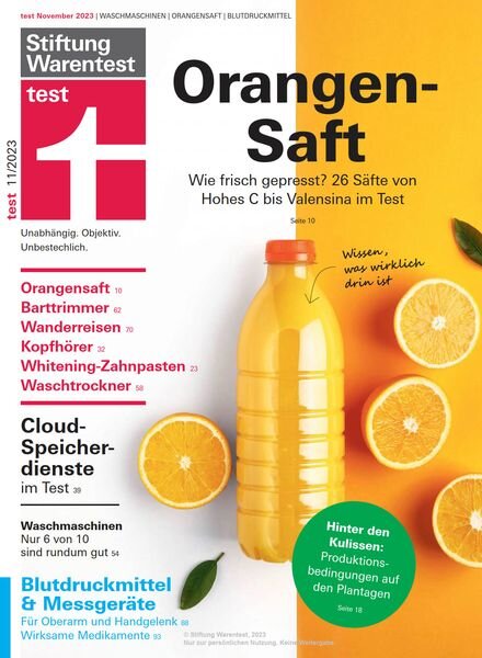 Stiftung Warentest Test – November 2023 Cover