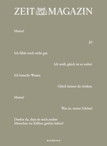 Zeit Magazin – 26 Oktober 2023 Cover