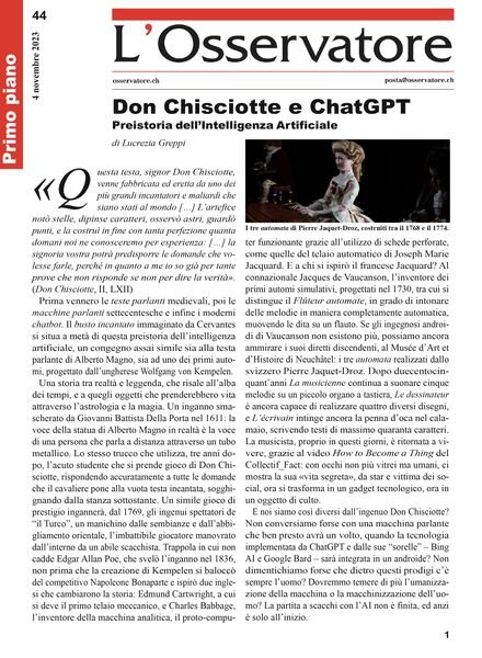 L’Osservatore – 4 Novembre 2023 Cover