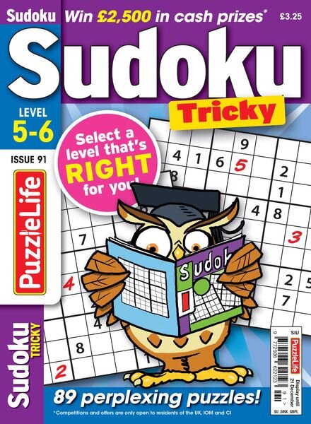PuzzleLife Sudoku Tricky – Issue 91 – 16 November 2023 Cover