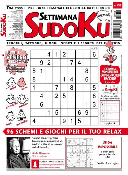 Settimana Sudoku – 3 Novembre 2023 Cover