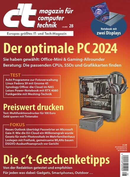 c’t Magazin fur Computertechnik – 02 Dezember 2023 Cover