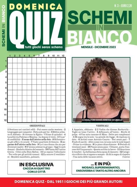 Domenica Quiz Schemi in Bianco – Dicembre 2023 Cover