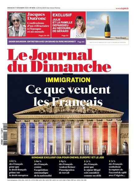 Le Journal du dimanche – 17 Decembre 2023 Cover