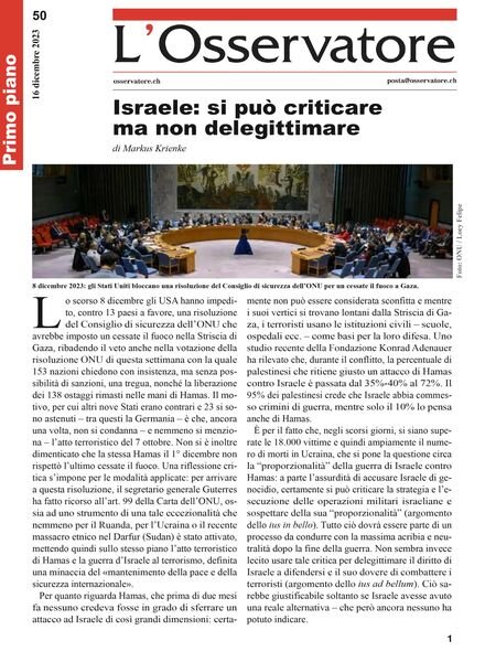 L’Osservatore – 16 Dicembre 2023 Cover