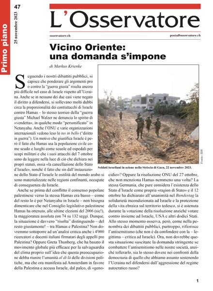 L’Osservatore – 25 Novembre 2023 Cover