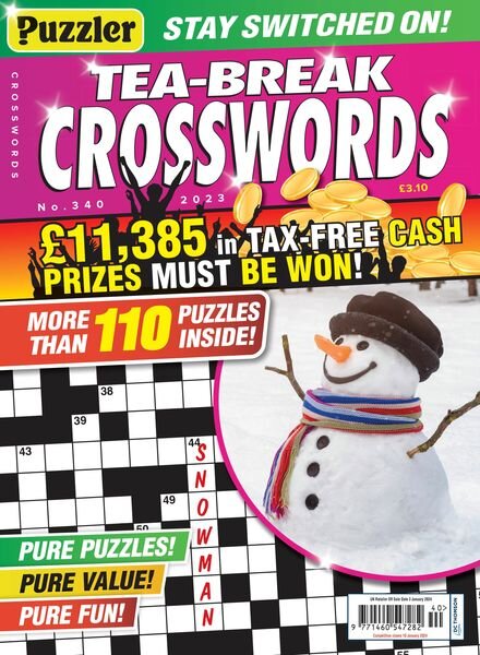 Puzzler Tea-Break Crosswords – Issue 340 – 6 December 2023 Cover