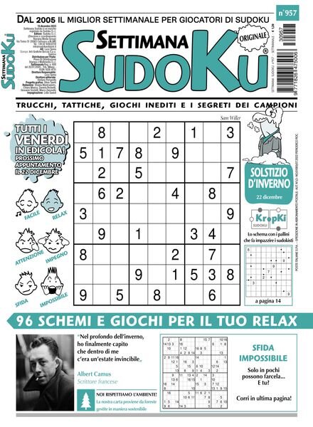 Settimana Sudoku – 15 Dicembre 2023 Cover