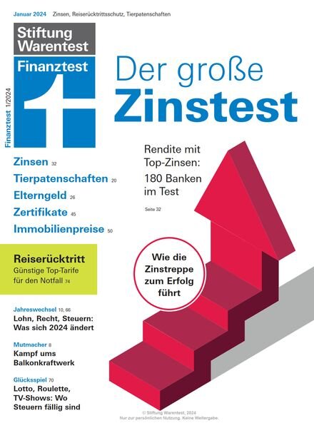Stiftung Warentest Finanztest – Janaur 2024 Cover