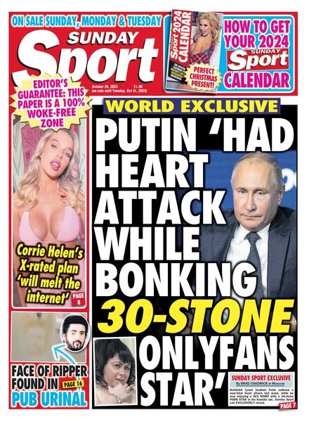 Sunday Sport – 29 October 2023 Cover