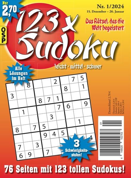 123 x Sudoku – Nr 1 2024 Cover