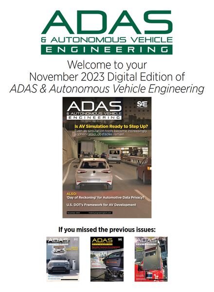 ADAS & Autonomous Vehicle Engineering – November 2023 Cover