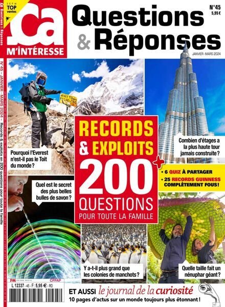 ca M’Interesse Questions & Reponses – Janvier-Mars 2024 Cover