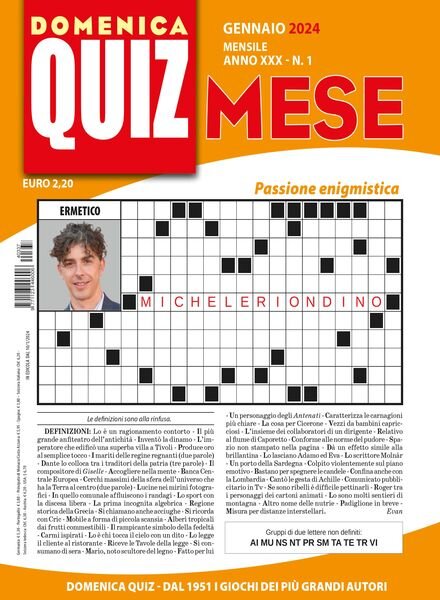 Domenica Quiz Crucipuzzle – Gennaio 2024 Cover