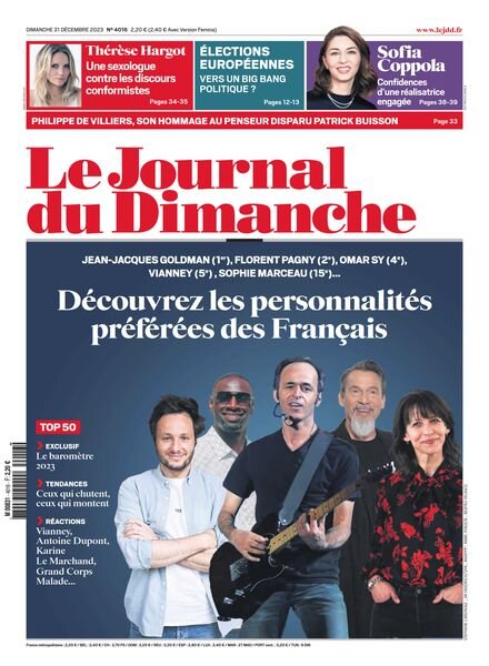 Le Journal du dimanche – 31 Decembre 2023 Cover
