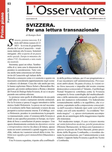 L’Osservatore – 20 Gennaio 2024 Cover