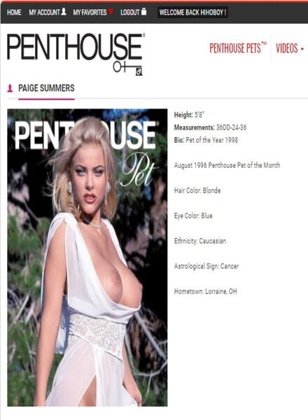 Paige Summers Pet Of The Year 1998 Cover