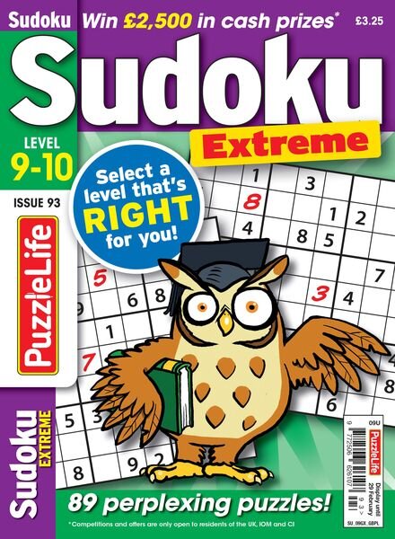 PuzzleLife Sudoku Extreme – Issue 93 – 25 January 2024 Cover
