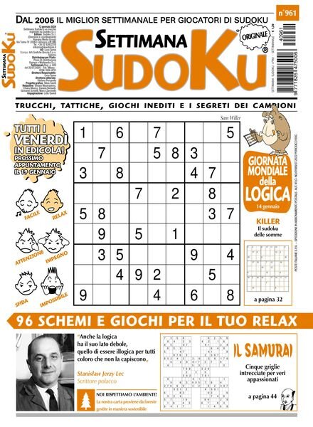 Settimana Sudoku – 12 Gennaio 2024 Cover