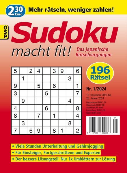 Sudoku macht fit – Nr 1 2024 Cover