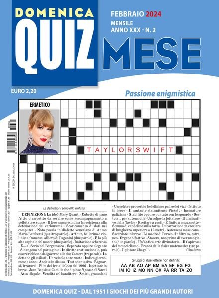 Domenica Quiz Mese – Febbraio 2024 Cover