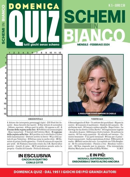 Domenica Quiz Schemi in Bianco – Febbraio 2024 Cover