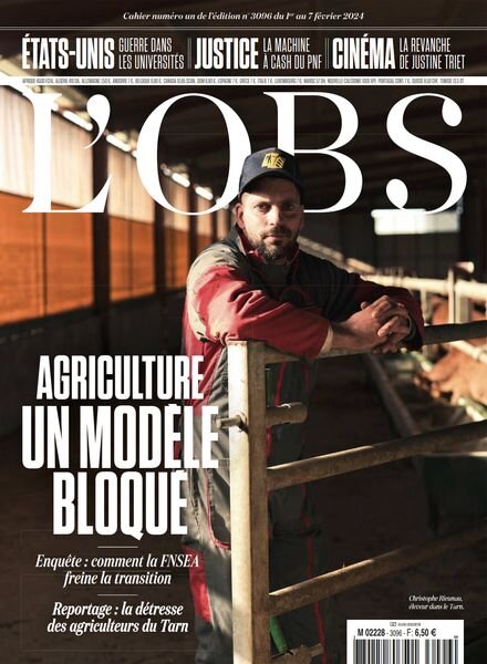 L’Obs – 1er Fevrier 2024 Cover