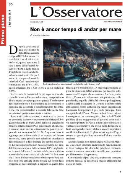L’Osservatore – 3 Febbraio 2024 Cover