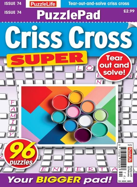 PuzzleLife PuzzlePad Criss Cross Super – Issue 74 – 30 January 2024 Cover