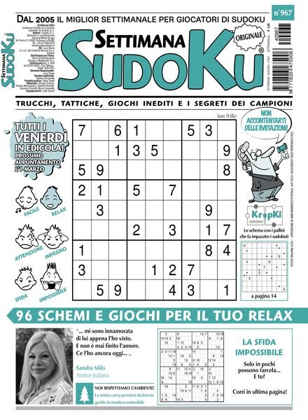 Settimana Sudoku – 23 Febbraio 2024 Cover