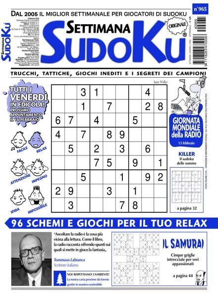 Settimana Sudoku – 9 Febbraio 2024 Cover
