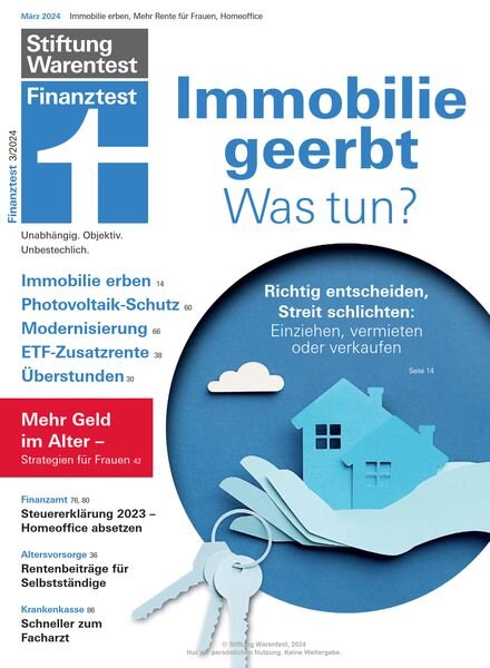 Stiftung Warentest Finanztest – Marz 2024 Cover