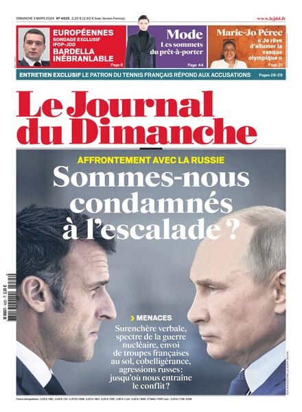 Le Journal du dimanche – 3 Mars 2024 Cover