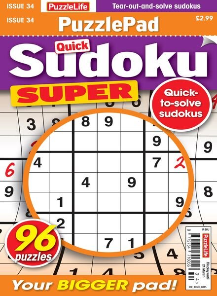 PuzzleLife PuzzlePad Sudoku Super – Issue 34 – 22 February 2024 Cover