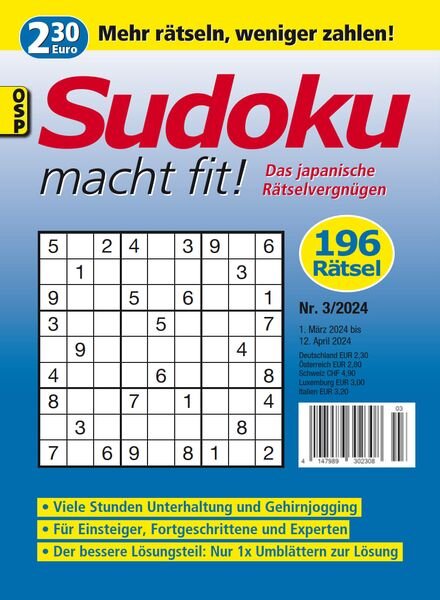 Sudoku macht fit – Nr 3 2024 Cover