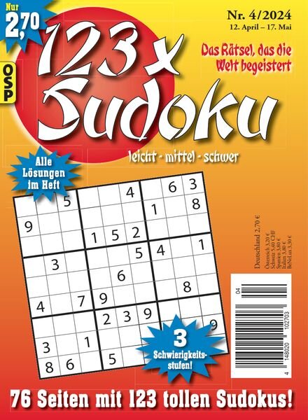 123 x Sudoku – Nr 4 2024 Cover