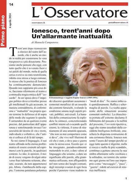 L’Osservatore – 6 Aprile 2024 Cover