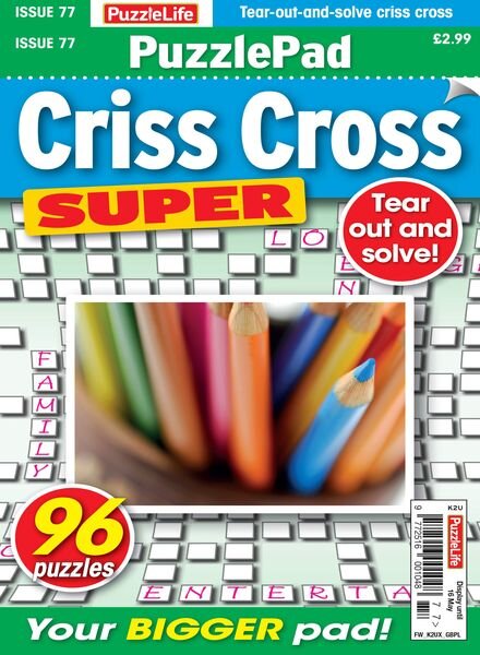 PuzzleLife PuzzlePad Criss Cross Super – April 2024 Cover