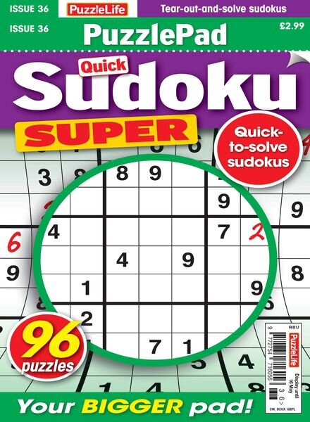 PuzzleLife PuzzlePad Sudoku Super – Issue 36 – 19 April 2024 Cover