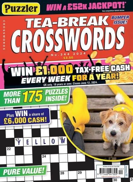 Puzzler Tea-Break Crosswords – Issue 344 – March 2024 Cover