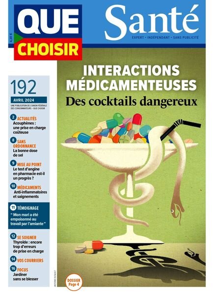 Que Choisir Sante – Avril 2024 Cover