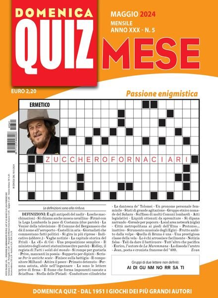 Domenica Quiz Mese – 10 Maggio 2024 Cover
