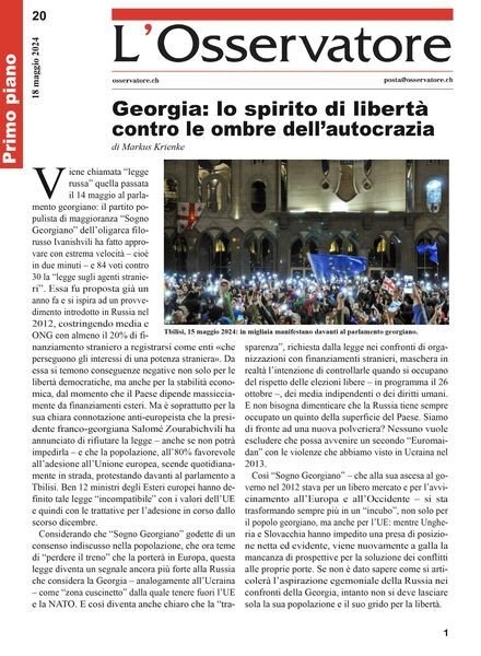 L’Osservatore – 18 Maggio 2024 Cover
